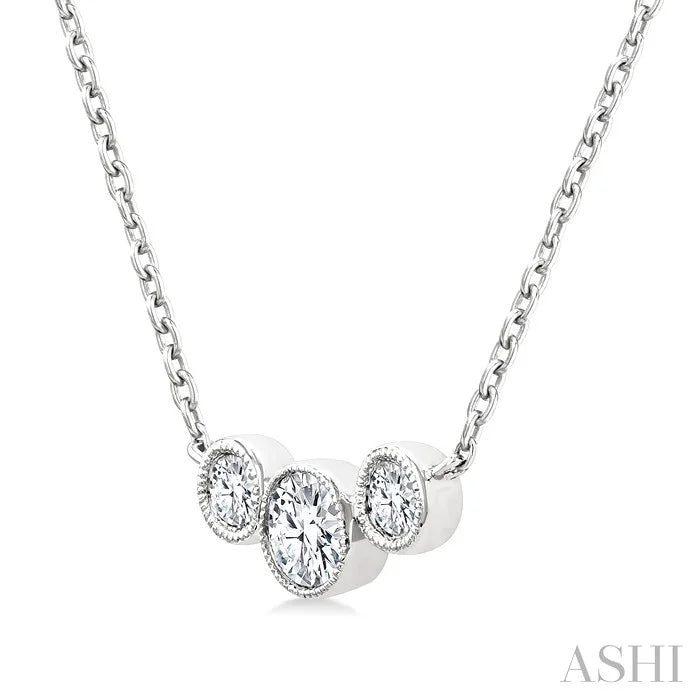 3 Stone Bezel Set Diamond Necklace