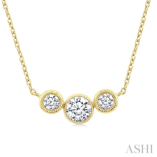 3 Stone Bezel Set Diamond Necklace