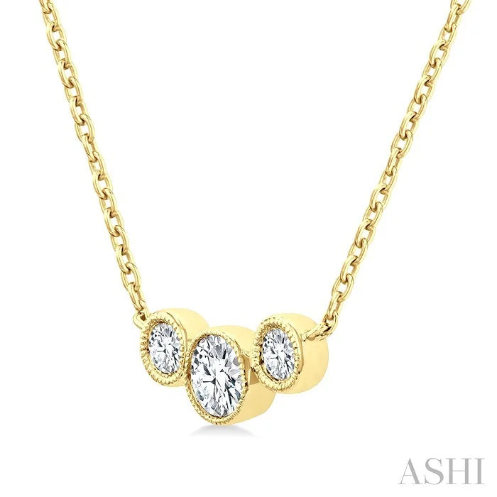 3 Stone Bezel Set Diamond Necklace