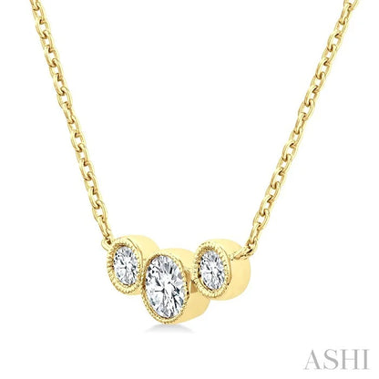 3 Stone Bezel Set Diamond Necklace