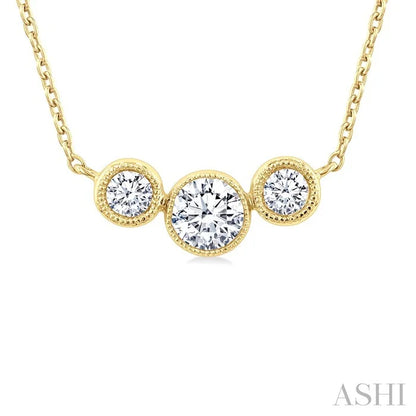 3 Stone Bezel Set Diamond Necklace