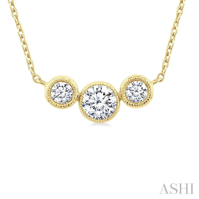 3 Stone Bezel Set Diamond Necklace