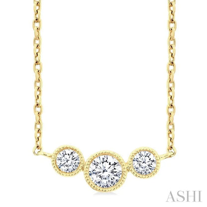 3 Stone Bezel Set Diamond Necklace