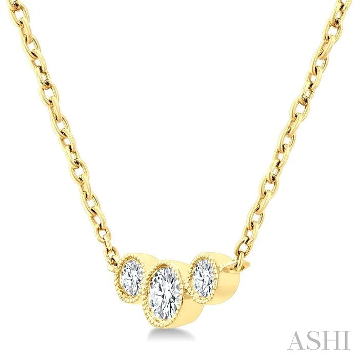 3 Stone Bezel Set Diamond Necklace