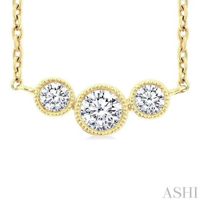3 Stone Bezel Set Diamond Necklace