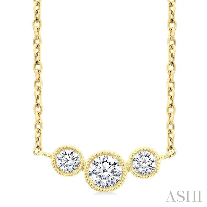 3 Stone Bezel Set Diamond Necklace
