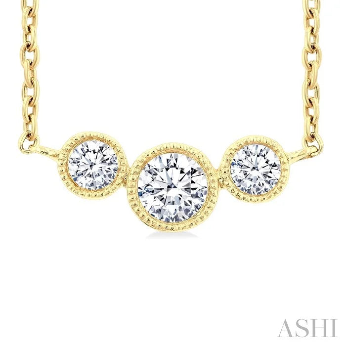3 Stone Bezel Set Diamond Necklace
