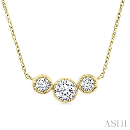 3 Stone Bezel Set Diamond Necklace