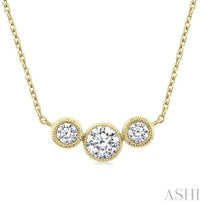 3 Stone Bezel Set Diamond Necklace