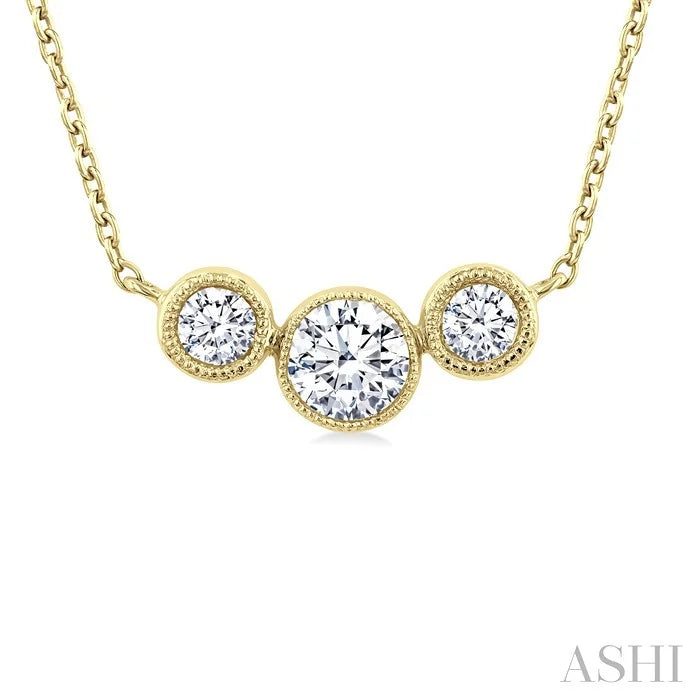 3 Stone Bezel Set Diamond Necklace