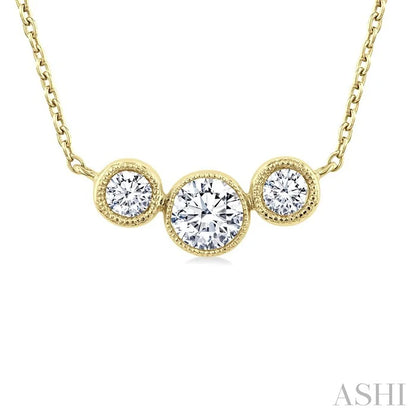 3 Stone Bezel Set Diamond Necklace