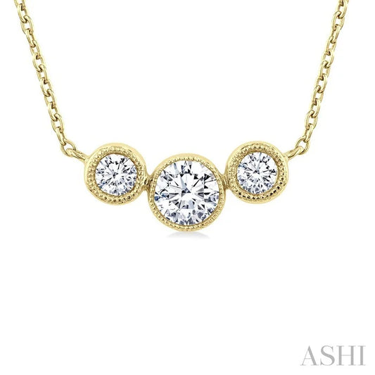 3 Stone Bezel Set Diamond Necklace