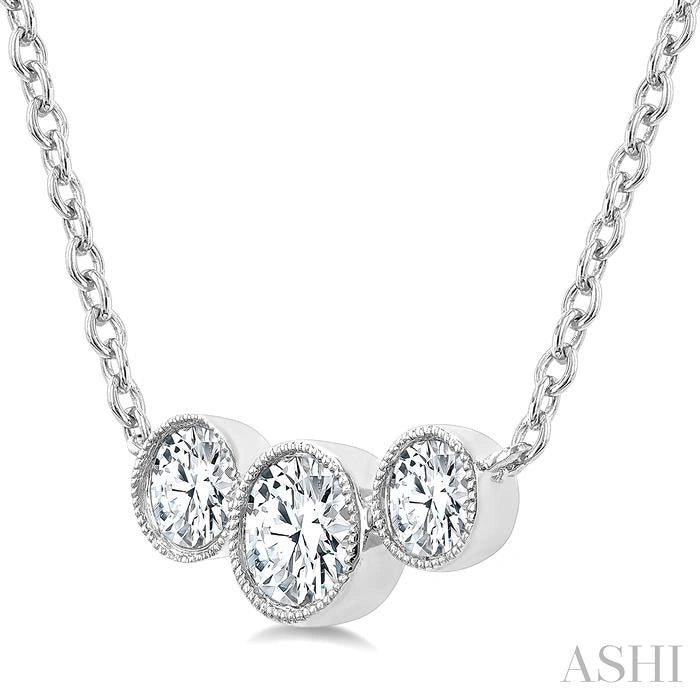 3 Stone Bezel Set Diamond Necklace