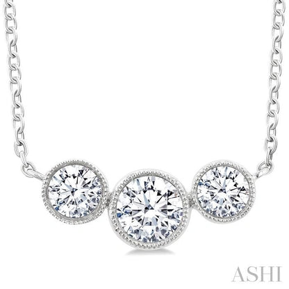 3 Stone Bezel Set Diamond Necklace