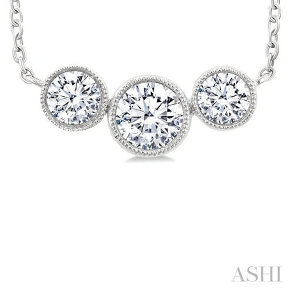 3 Stone Bezel Set Diamond Necklace