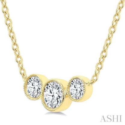 3 Stone Bezel Set Diamond Necklace