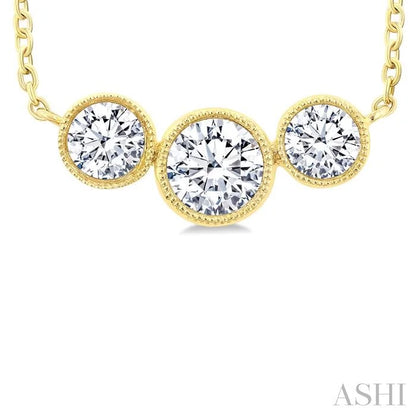 3 Stone Bezel Set Diamond Necklace