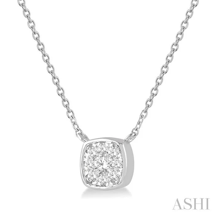 Cushion Shape Bezel Set Lovebright Essential Diamond Pendant