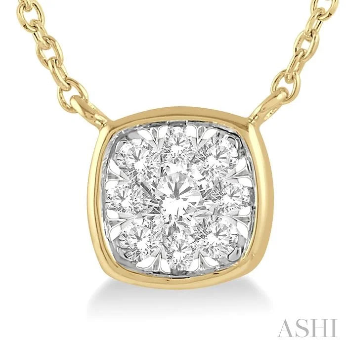 Cushion Shape Bezel Set Lovebright Essential Diamond Pendant