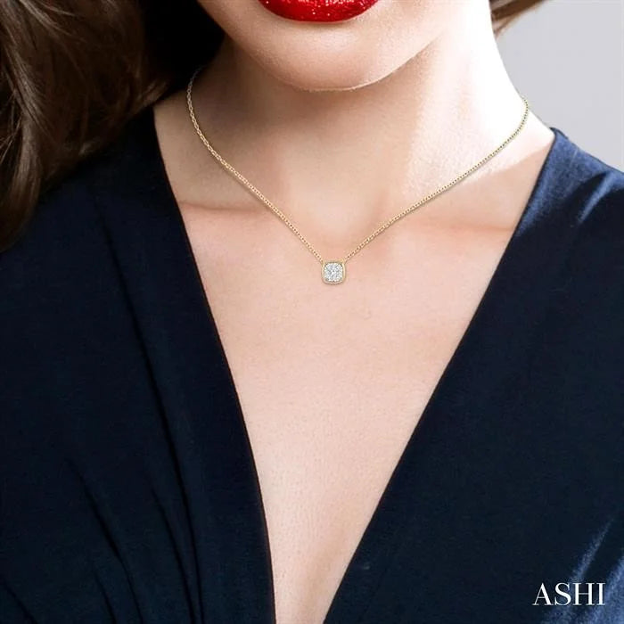 Cushion Shape Bezel Set Lovebright Essential Diamond Pendant