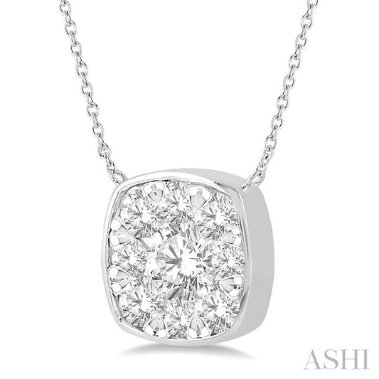 Cushion Shape Bezel Set Lovebright Essential Diamond Pendant