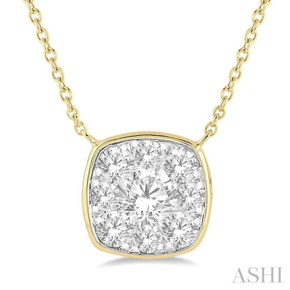 Cushion Shape Bezel Set Lovebright Essential Diamond Pendant