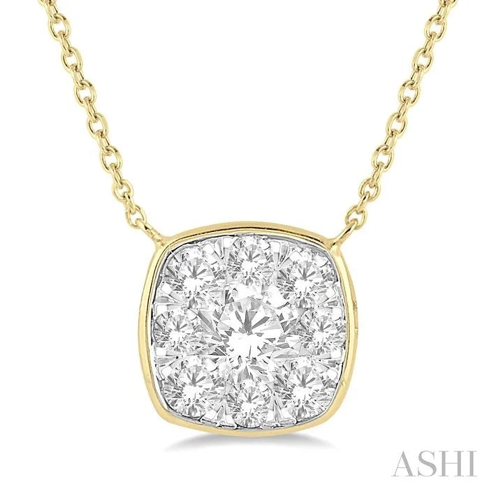 Cushion Shape Bezel Set Lovebright Essential Diamond Pendant