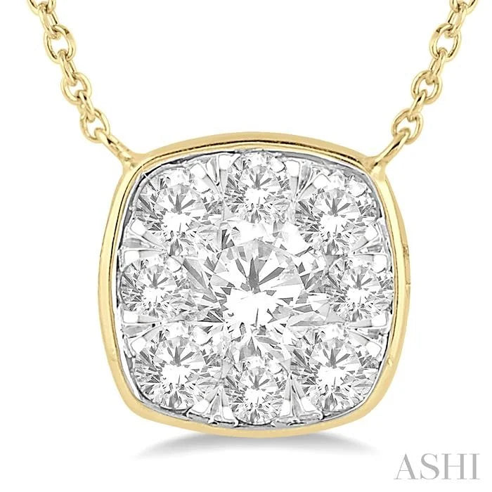 Cushion Shape Bezel Set Lovebright Essential Diamond Pendant