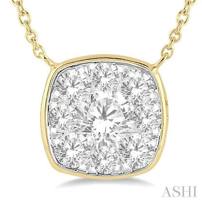 Cushion Shape Bezel Set Lovebright Essential Diamond Pendant