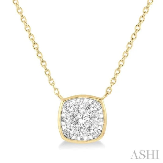 Cushion Shape Bezel Set Lovebright Essential Diamond Pendant