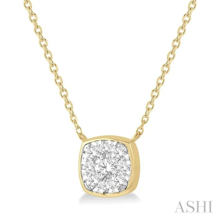 Cushion Shape Bezel Set Lovebright Essential Diamond Pendant