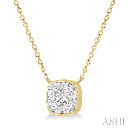 Cushion Shape Bezel Set Lovebright Essential Diamond Pendant
