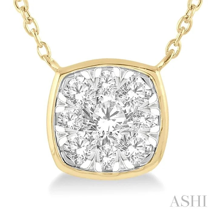 Cushion Shape Bezel Set Lovebright Essential Diamond Pendant
