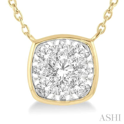 Cushion Shape Bezel Set Lovebright Essential Diamond Pendant