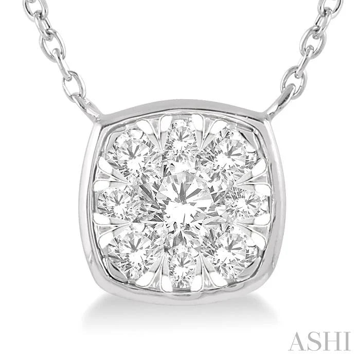 Cushion Shape Bezel Set Lovebright Essential Diamond Pendant