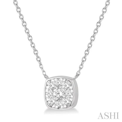Cushion Shape Bezel Set Lovebright Essential Diamond Pendant