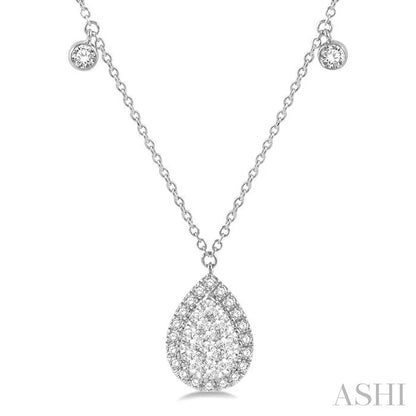 Pear Shape Halo Lovebright Diamond Necklace