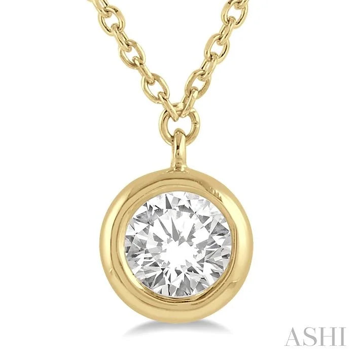 Round Shape Bezel Set Diamond Pendant