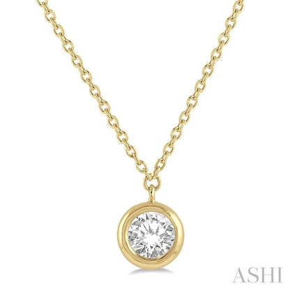 Round Shape Bezel Set Diamond Pendant