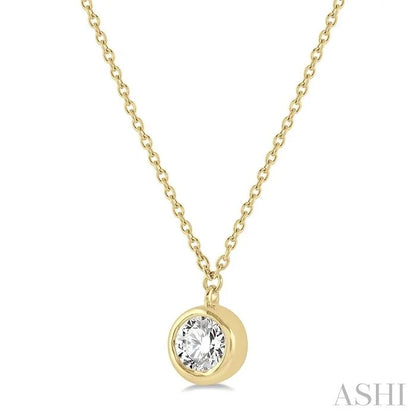 Round Shape Bezel Set Diamond Pendant