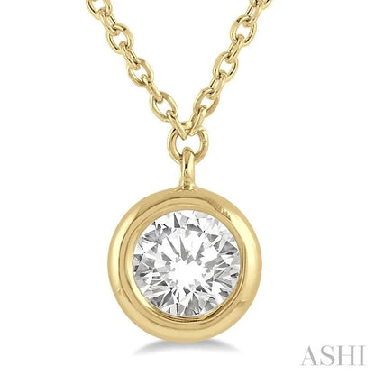Round Shape Bezel Set Diamond Pendant