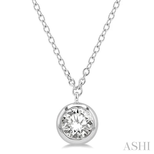 Round Shape Bezel Set Diamond Pendant