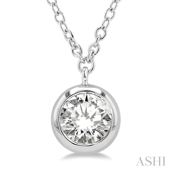 Round Shape Bezel Set Diamond Pendant