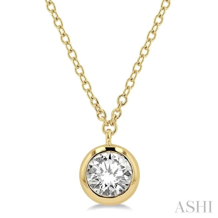 Round Shape Bezel Set Diamond Pendant