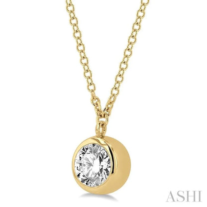 Round Shape Bezel Set Diamond Pendant