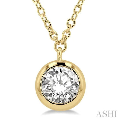 Round Shape Bezel Set Diamond Pendant