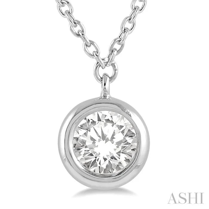 Round Shape Bezel Set Diamond Pendant