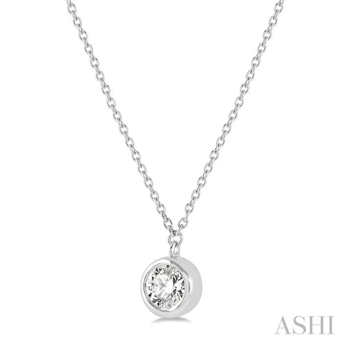 Round Shape Bezel Set Diamond Pendant