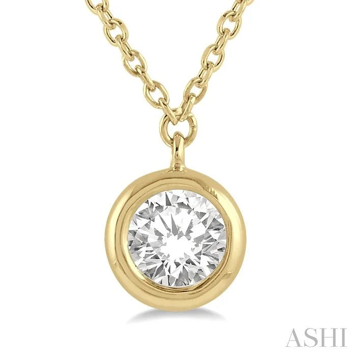 Round Shape Bezel Set Diamond Pendant
