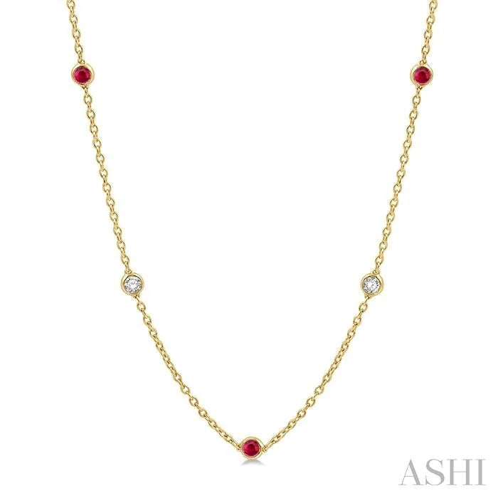 Gemstone & Diamond Station Necklace